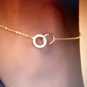 Ankle bracelet. 18K gold plated zircon   Length 9.84 -10.43” with extension